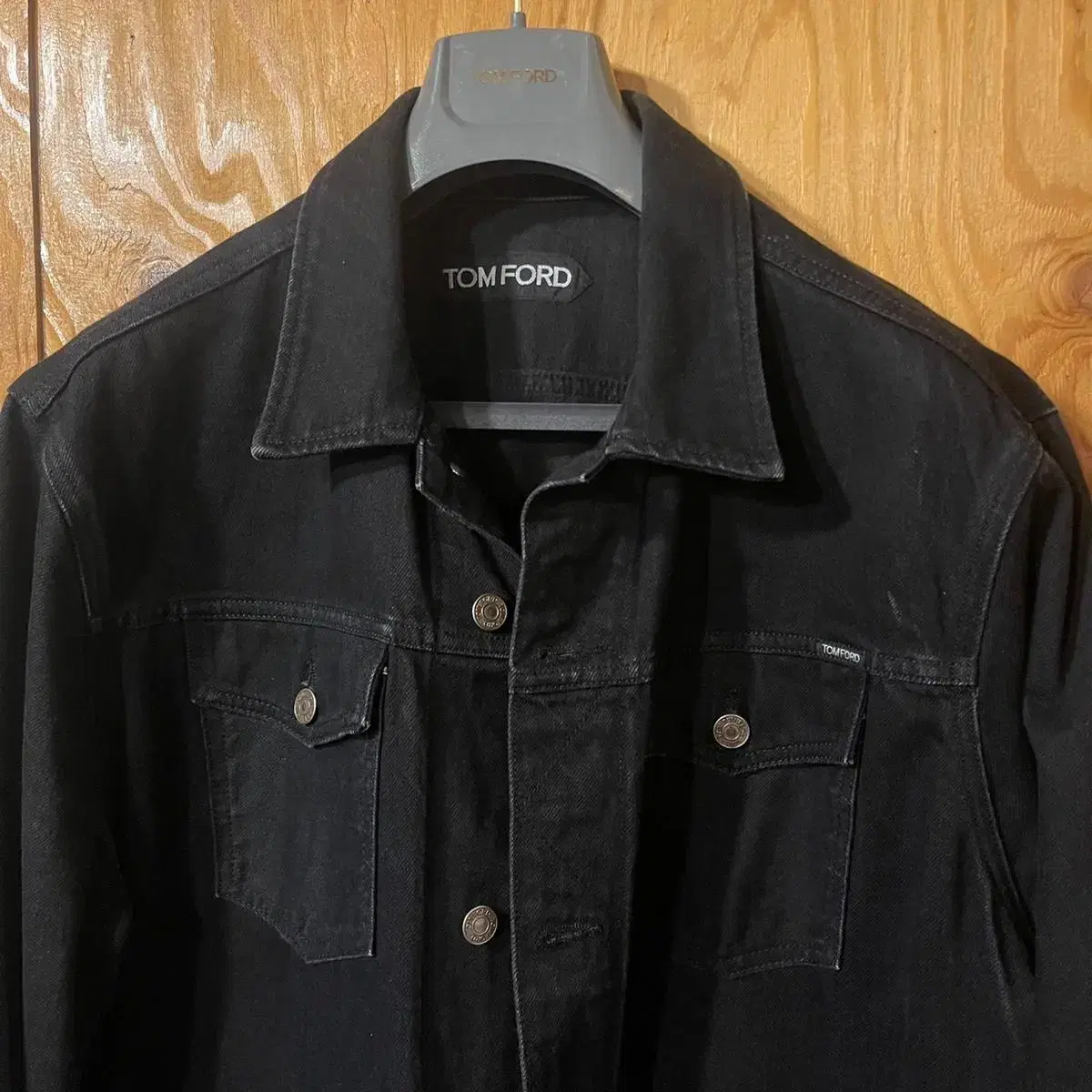 Tom Ford Black Denim Tucker Jacket sell.