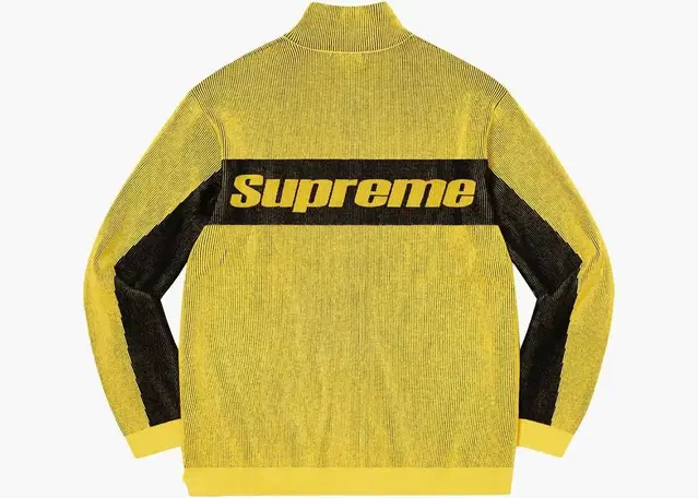 Supreme 2-Tone Ribbed Zip Up Sweater Yel