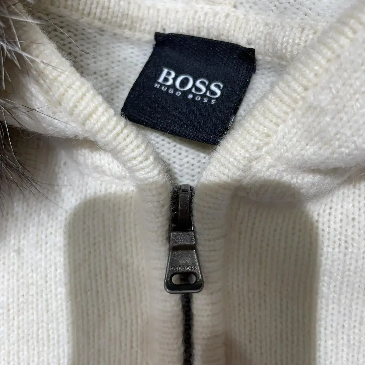 Hugo boss 아이보리 니트 후드집업 XXL