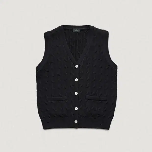 더바넷 Black Anne Cable Knit Cardigan Vest