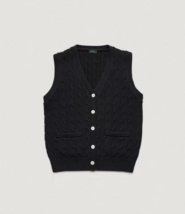 더바넷 Black Anne Cable Knit Cardigan Vest