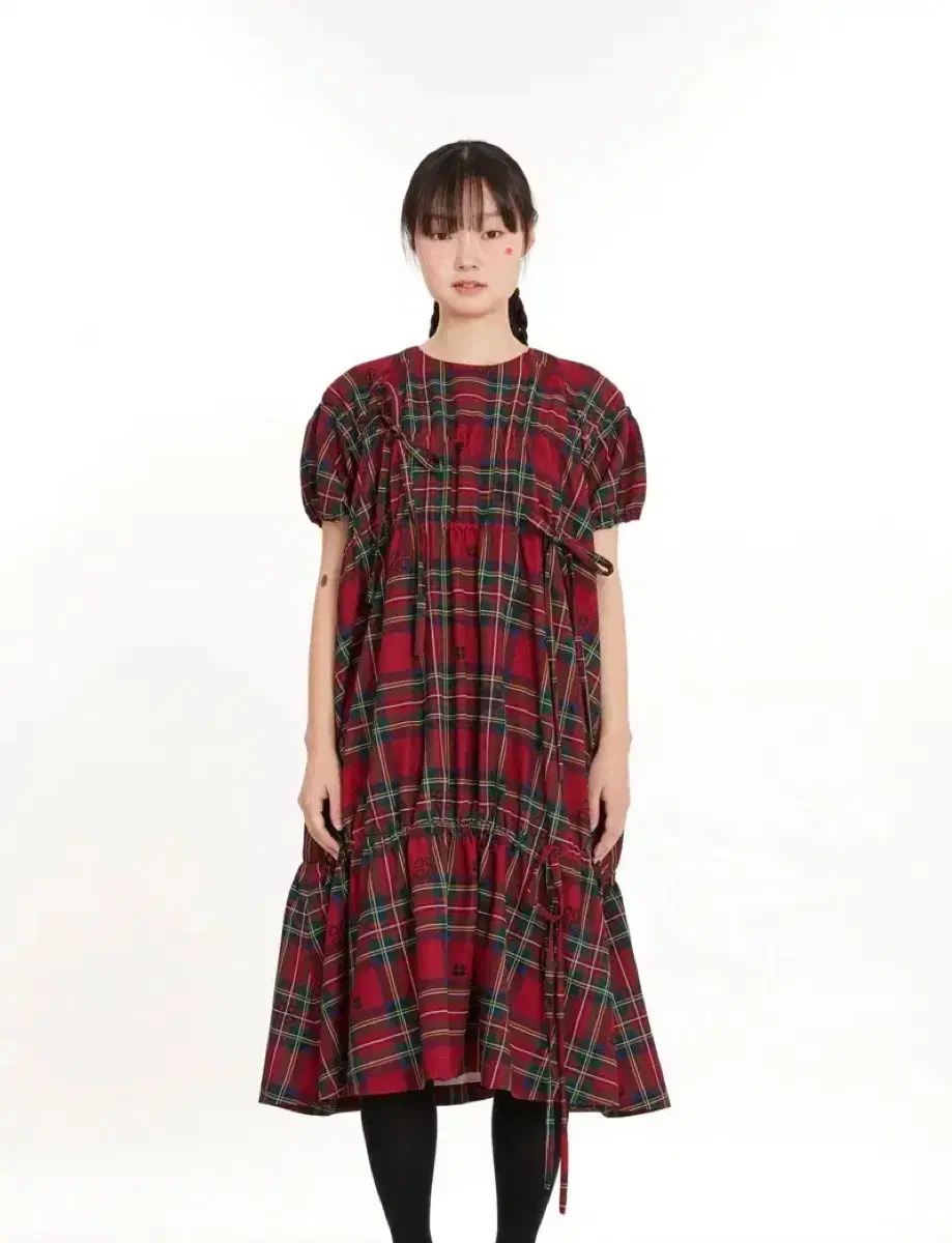 복복 CHECK CHECK GONGJU DRESS (RED)