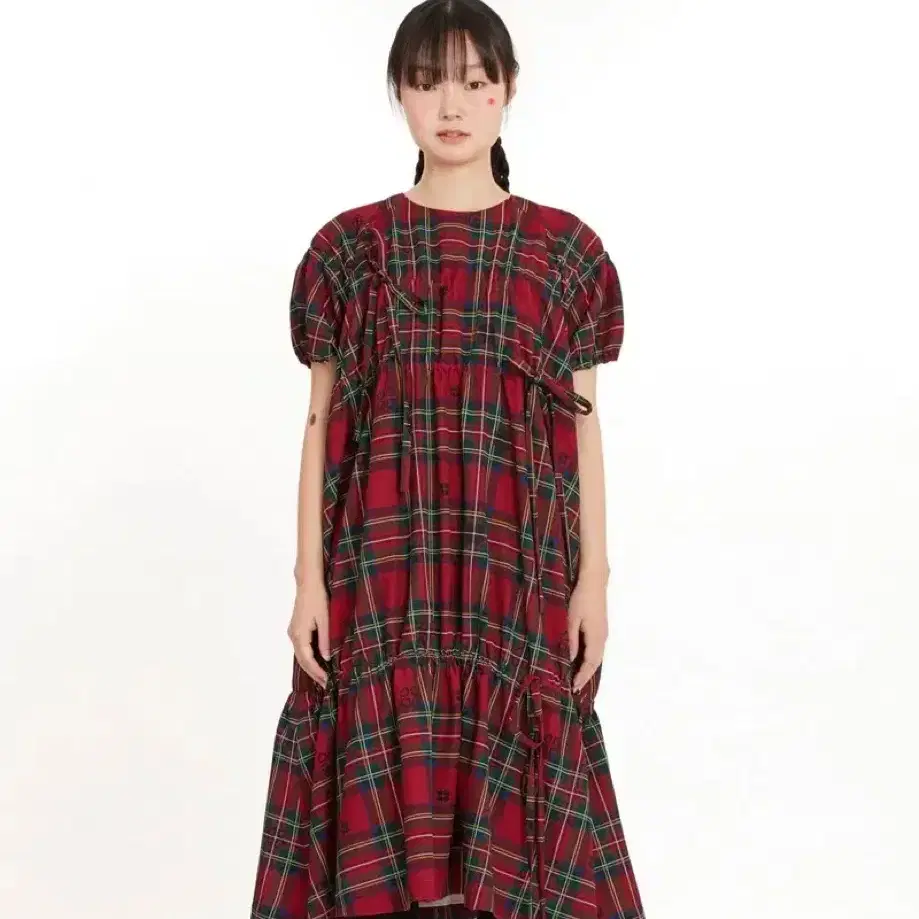 복복 CHECK CHECK GONGJU DRESS (RED)