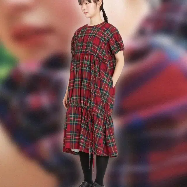 복복 CHECK CHECK GONGJU DRESS (RED)