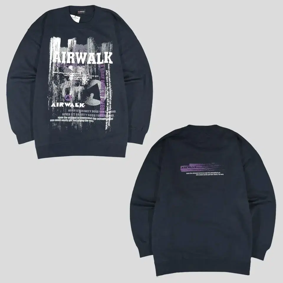 Airwalk Deep Navy White Big Printed Heavy Cotton100 Sweatshirt T-Shirt New Top