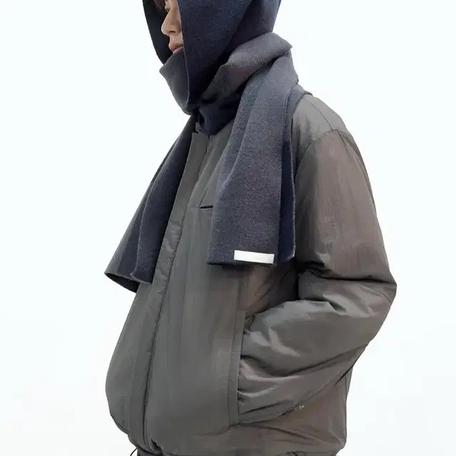 폴리테루 jaquard hooded muffler - navy