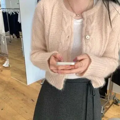 르플레인 SoftPink Kidmohair Cardigan