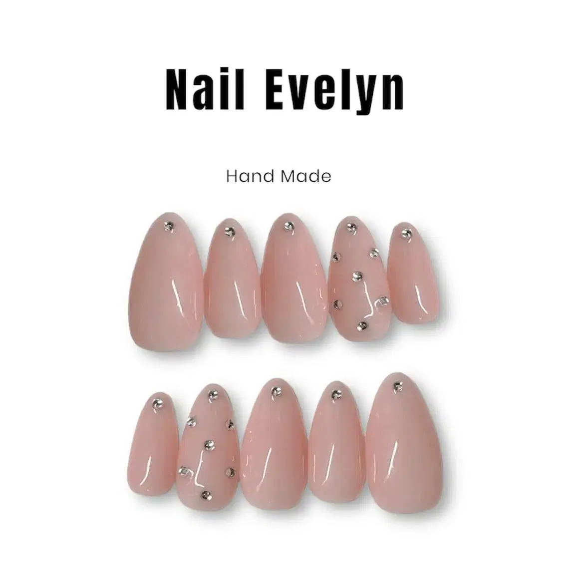 (Free Shipping)Pink Noodle Round Stone Handmade Nail Tips