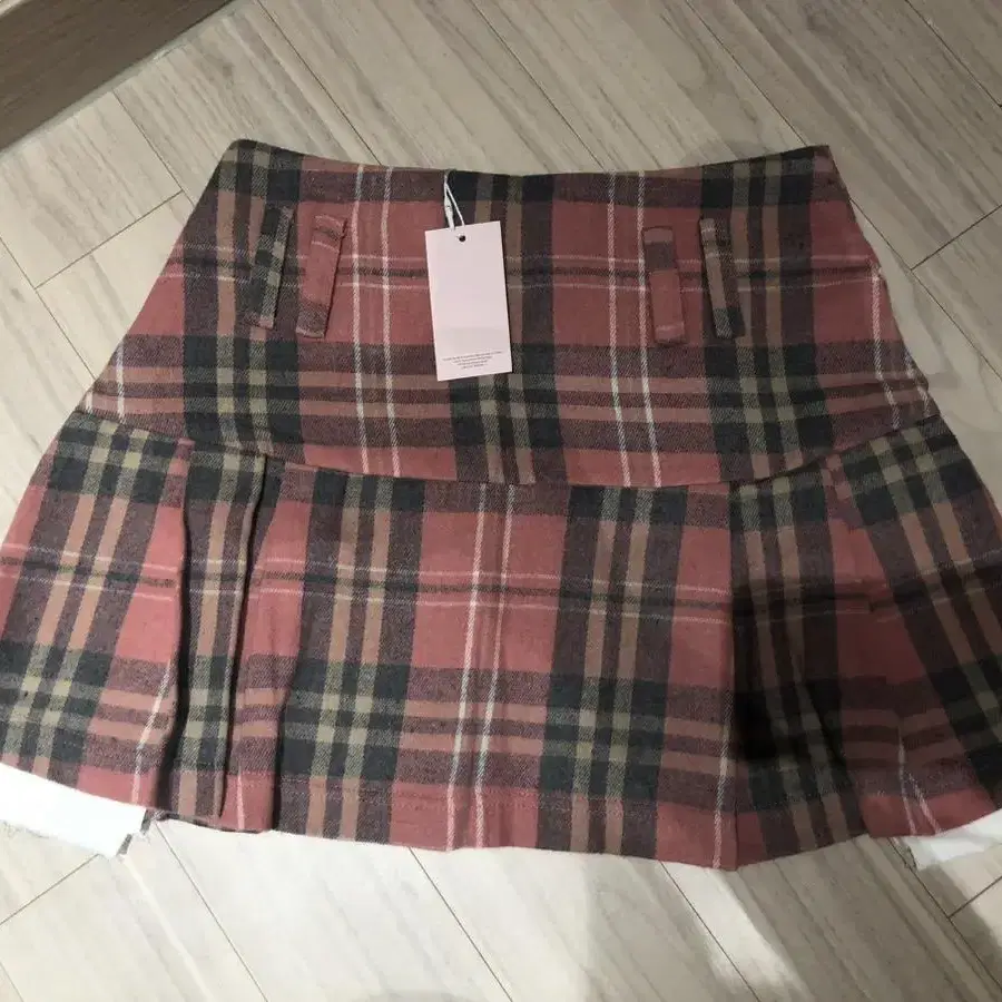 드라이로즈 체크 플리츠 스커트 핑크 치마 S check pleats sk