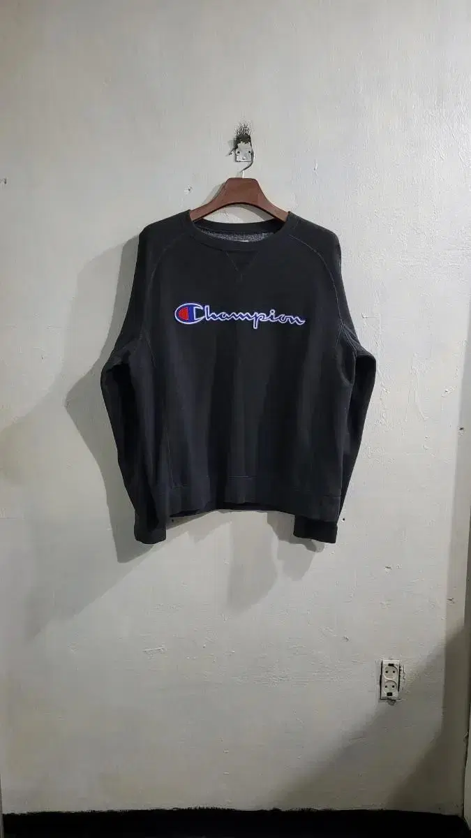 [L-105] Champion Charcoal Gray Printing Big Logo Man-to-man T-shirt Overfit!