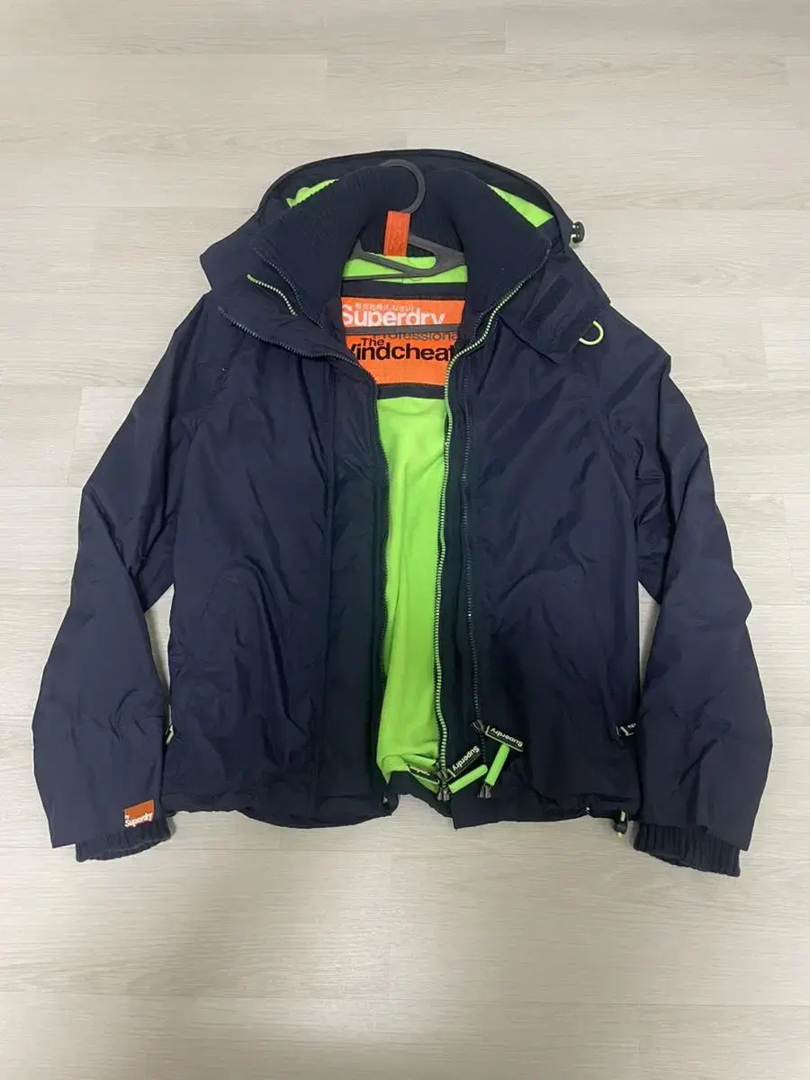 Superdry brushed windbreaker jacket size S navy,green