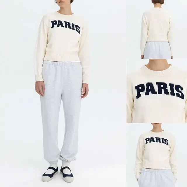 벤시몽 logo paris knit 니트 스웨터 아이보리 새상품