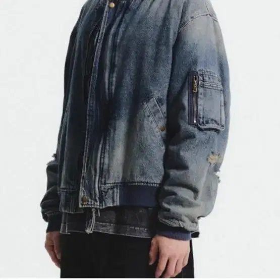 주앙옴므 DENIM MA-1 JACKET (MIDDLE BLUE)