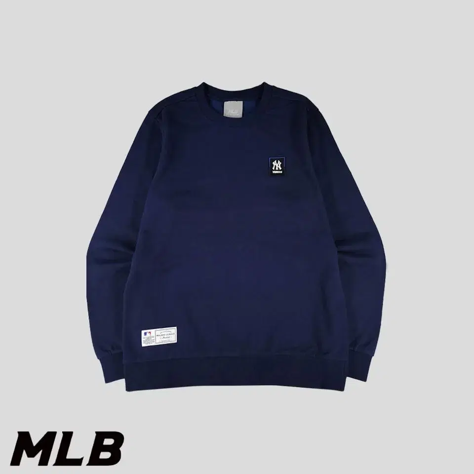 MLB Emblem Navy New York Yankees Logo Patch Cotton Blend Sweatshirt L