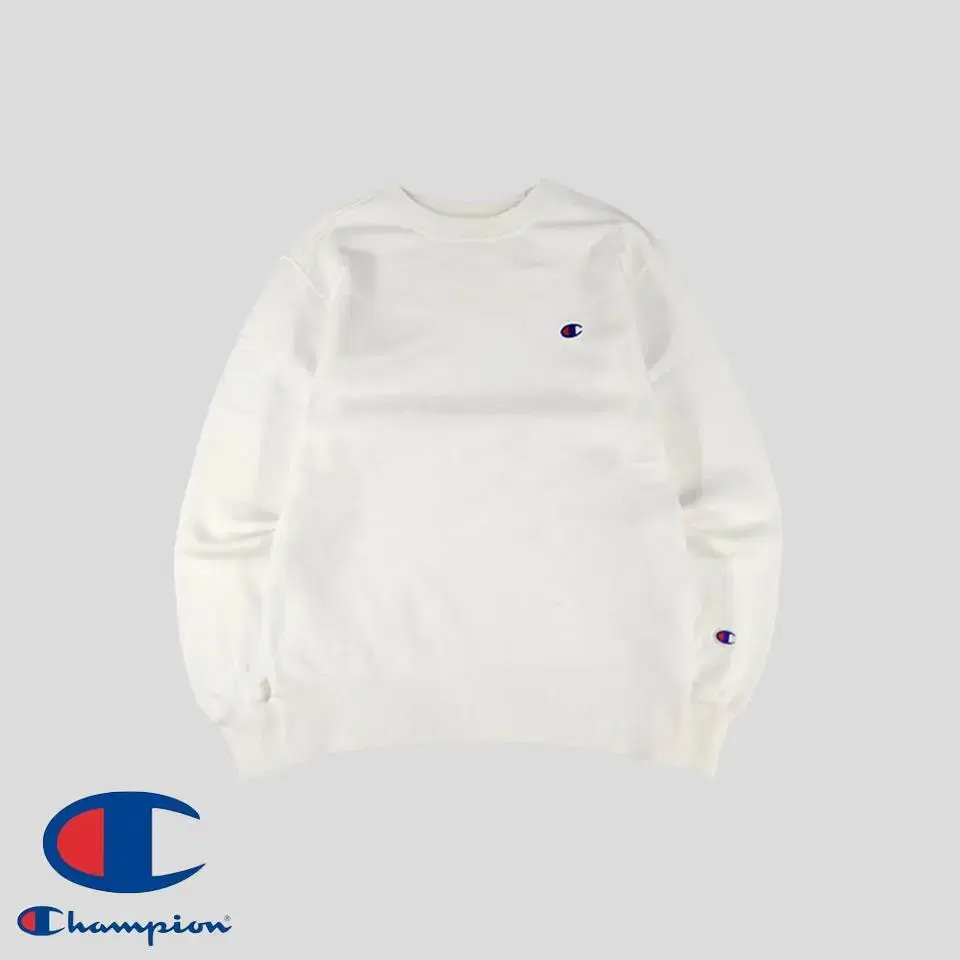 Champion JP White Logo Patch Basic Crewneck Cotton100 Sweatshirt