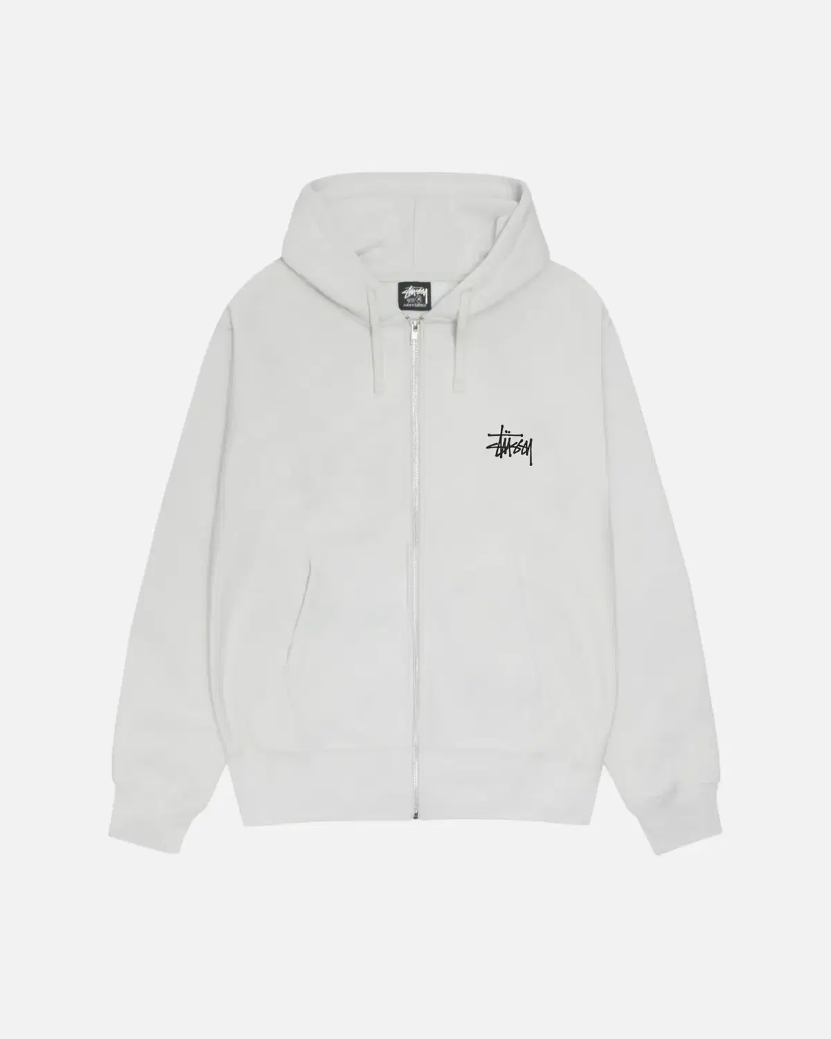 [New] Stussy Basic Logo Hoodie Zip Up Pog Gray Color