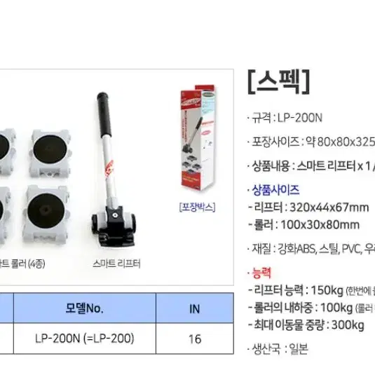 (새제품)피코스 PICUS LP-200 이지라쿠라쿠 소형가구운반