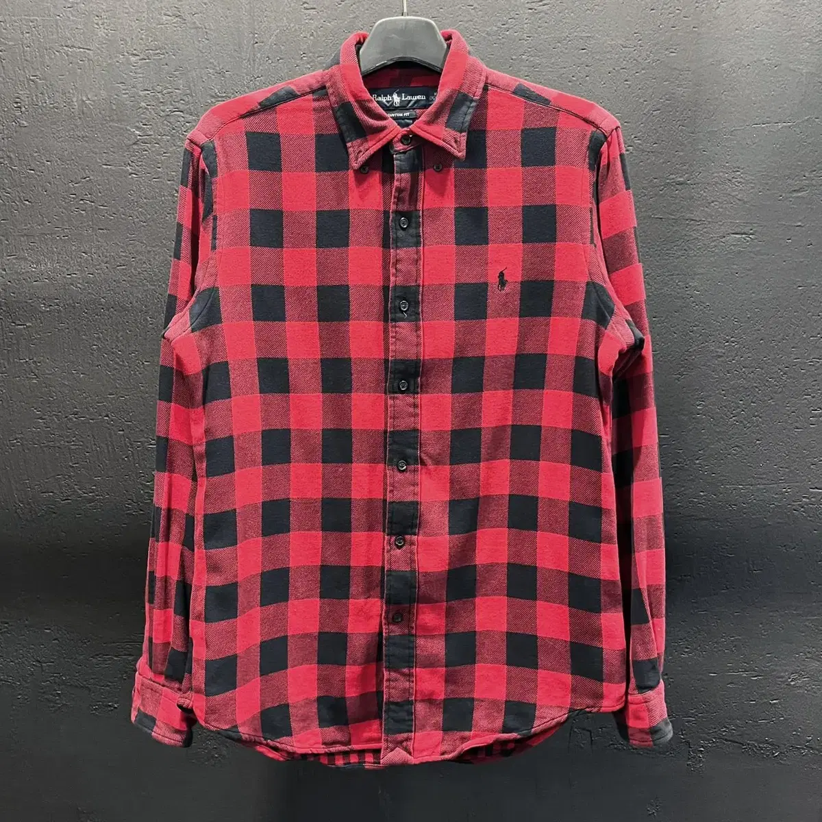 Polo Ralph Lauren Red Tartan Check Black Logo Detail Heavy Cotton Shirt