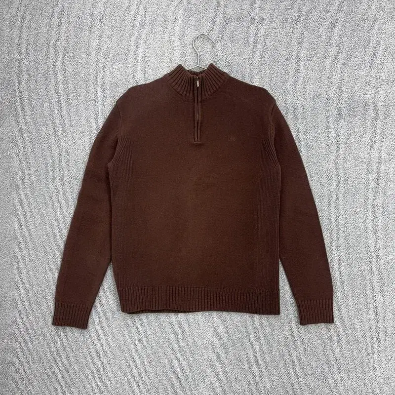 LEE Logo Brown Vintage Half Zip Up Knit 100% Cotton