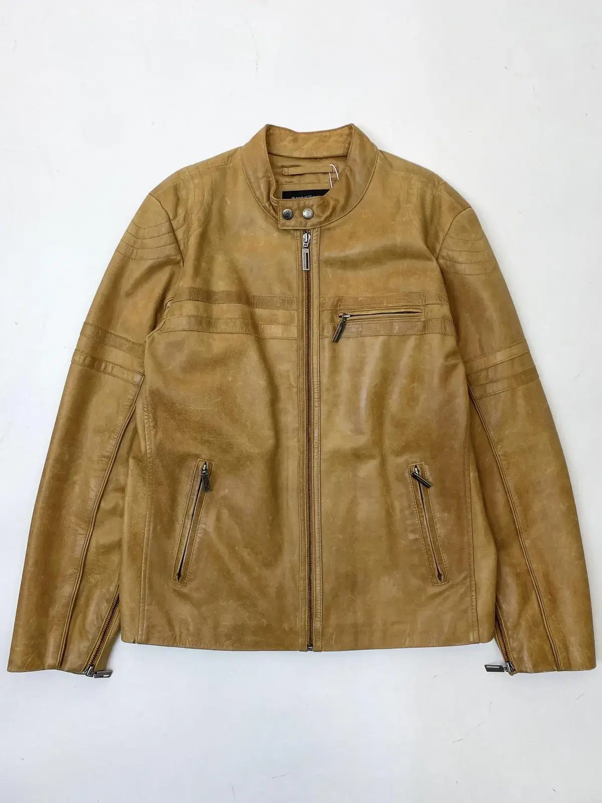 Chevignon Goatskin and Leather Biker Jacket