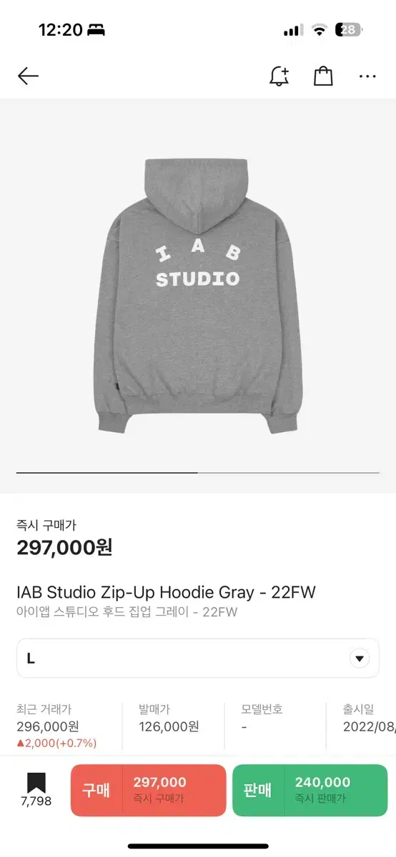 iapp studio hoodie zip up gray L XL