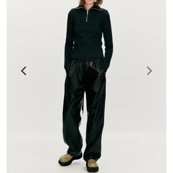 OPEN YY FAUX LEATHER TRACK PANTS