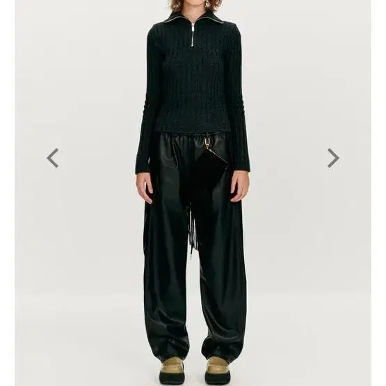 OPEN YY FAUX LEATHER TRACK PANTS