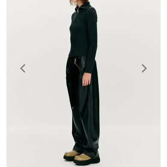 OPEN YY FAUX LEATHER TRACK PANTS