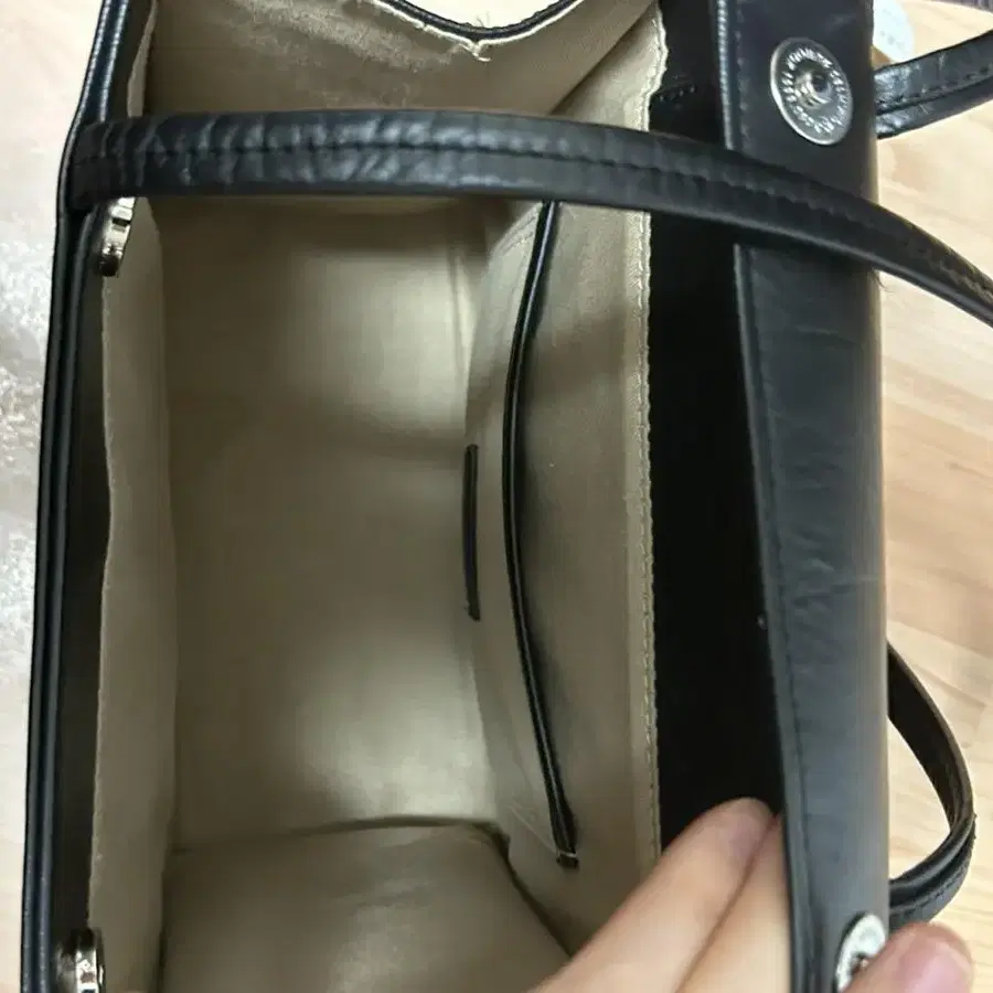 한지가방 cube bag black