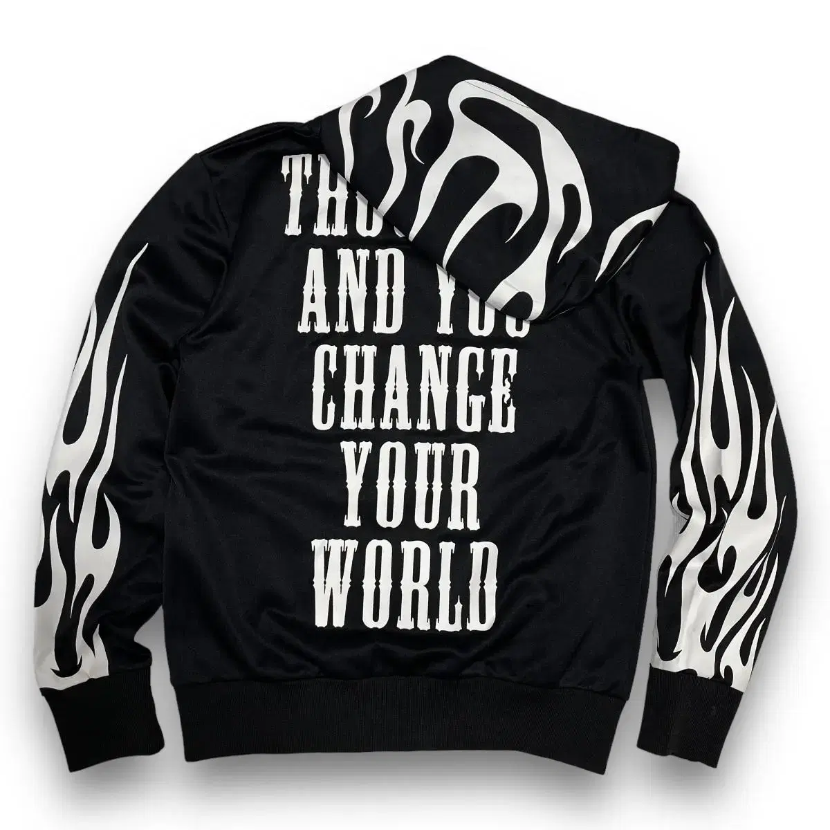 L.A Flame Punk Lettering Dark Hoodie Zip-Up