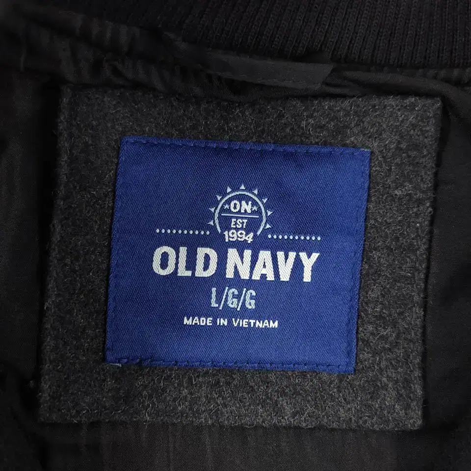 OLD NAVY 블랙 차콜 나그랑 레글런 배색 울혼방 블루종타입 바시티자