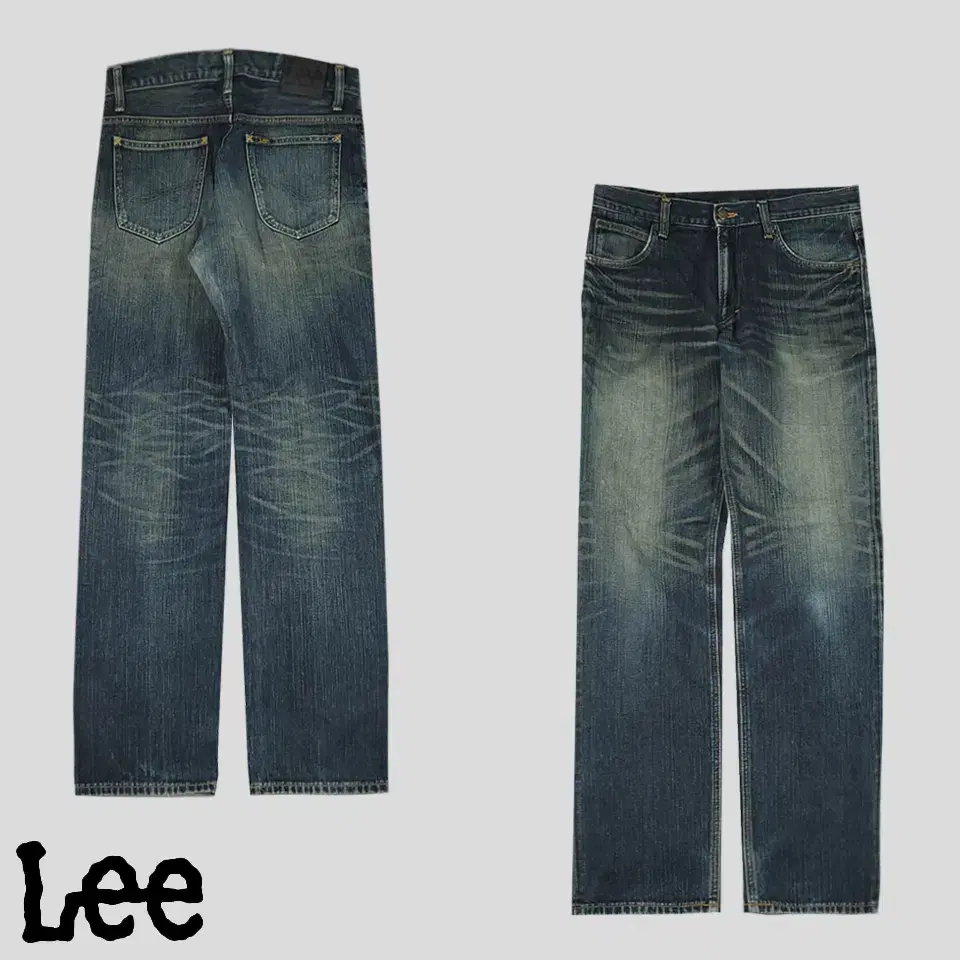 LEE Lee Riders JP Jin Cheng Sandwashed Leather Patch Straight Fit Jeans Denim