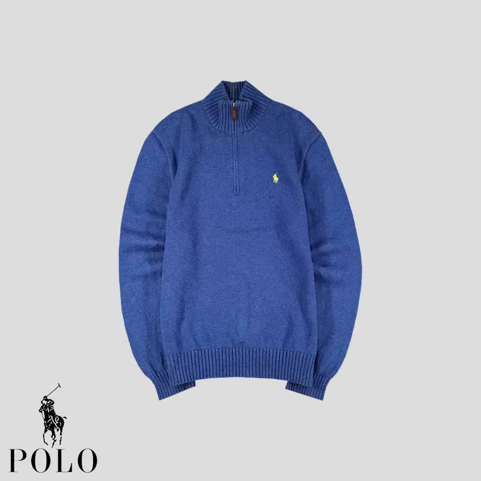 Polo Ralph Lauren bloo Yellow Pony Leatherhandle Half-Zip Half-Zip Cotton Knit Sweater