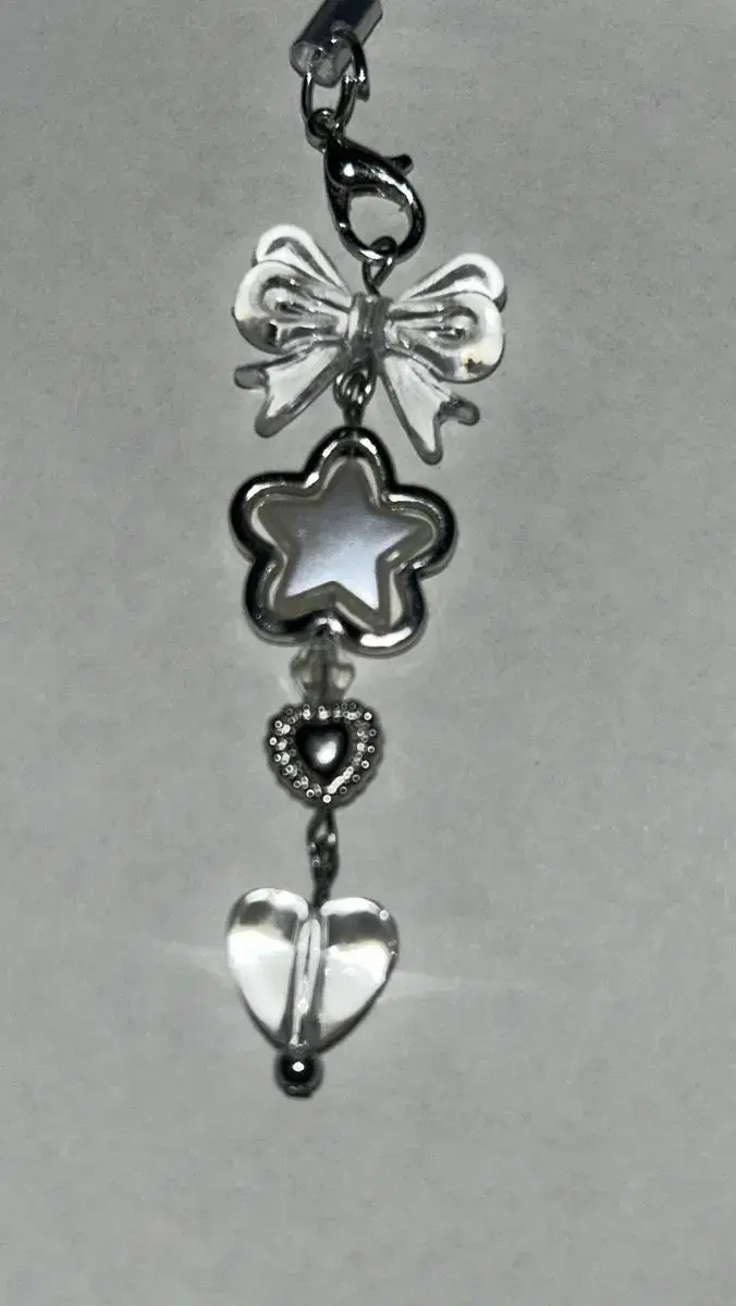 Y2K Ribbon Star Heart collectbook Beads Keyring