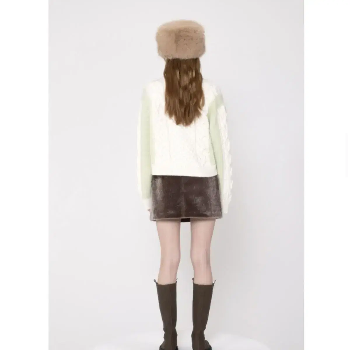 아수라 가디건 TWO TONE CABLE CARDIGAN (IVORY)