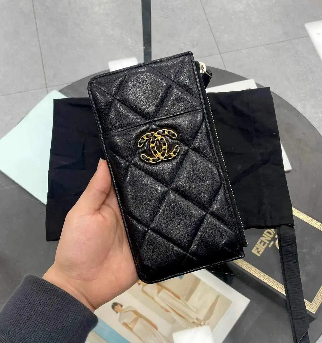 Chanel 19 Phone Holder Long Wallet with Kards