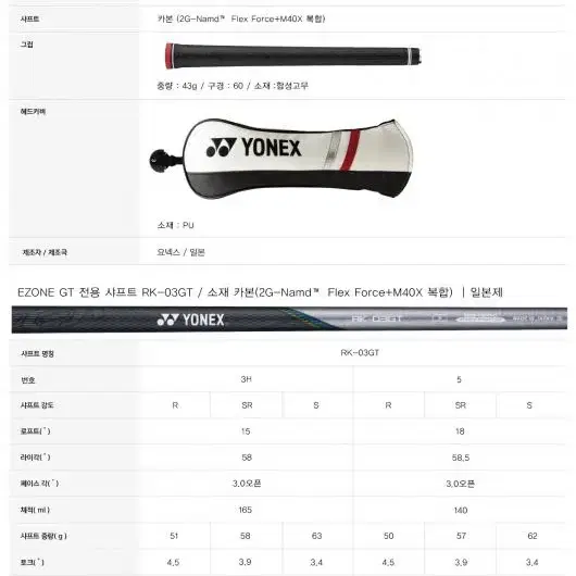 정품 요넥스 뉴이존 GT 남성 비거리 우드골프우산장갑