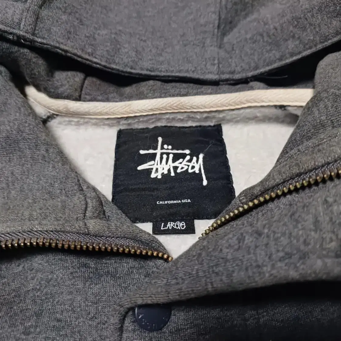 Stussy 스투시 그레이 버튼 후드 자켓