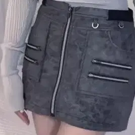 쓰리타임즈 짚 레더 스커트 zip leather skirt