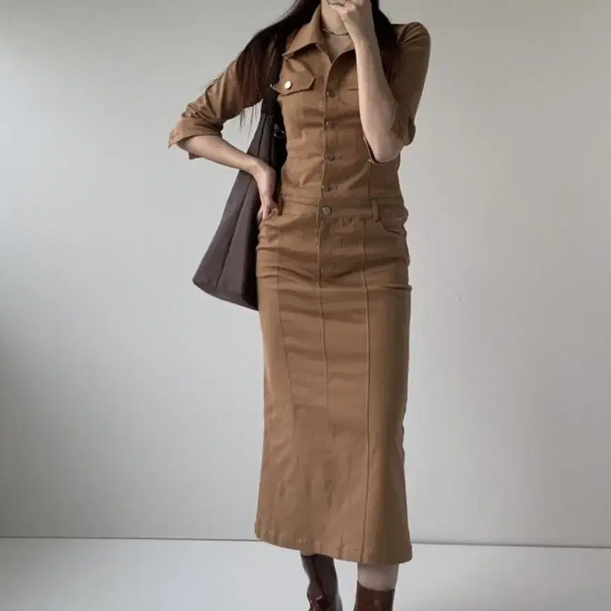 루루서울 old fashion jump suit dress 브라운