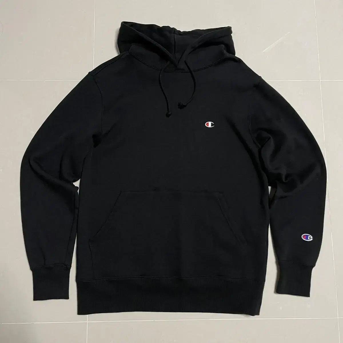 Authentic Champions Double Logo Black Hoodie Sweatshirt