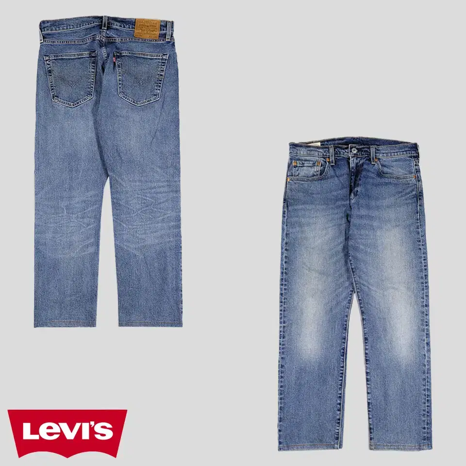 Levi's Premium 502 Medium Blue Wash Big E Straight Fit Jeans Denim Pants 32