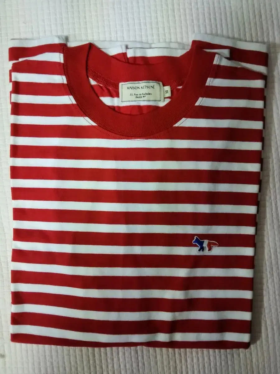 [New] Maison Kitsune Striped T-shirt Red M