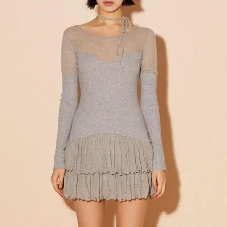 팝시즈 SHEER JERSEY DRESS-GREY 원피스