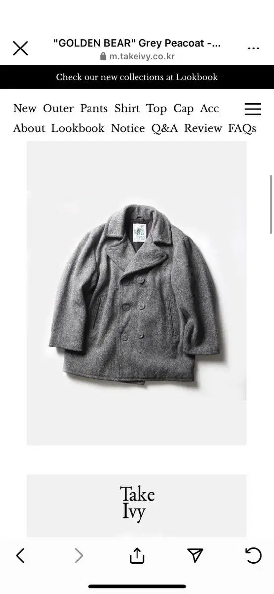 "GOLDEN BEAR" Grey Peacoat