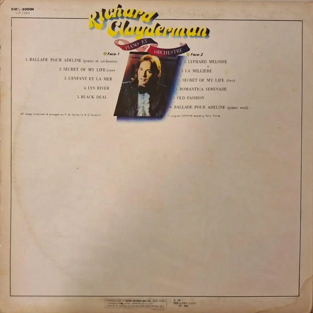 국내라이센스반/Richard Clayderman LP