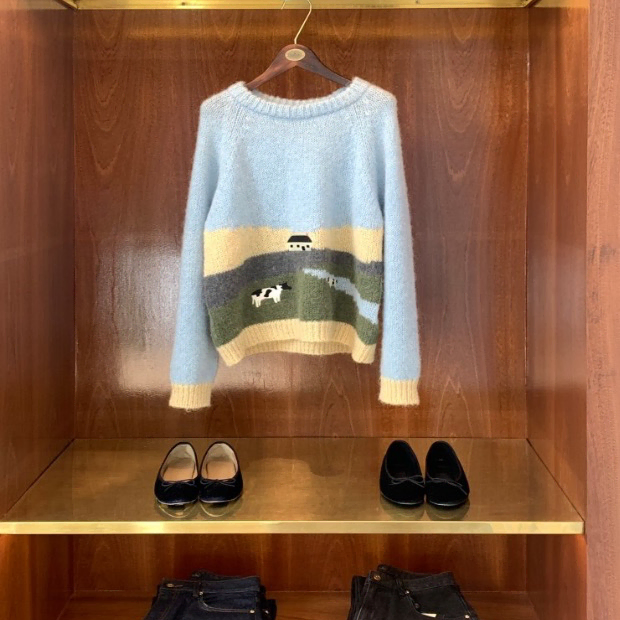 더바넷 Farm Landscape Intarsia knit sweater