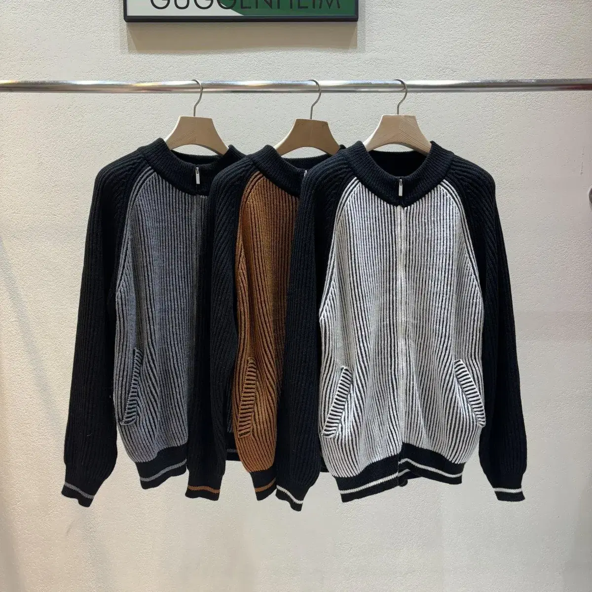 Two-tone Nagrang Knit Zip-up 3color