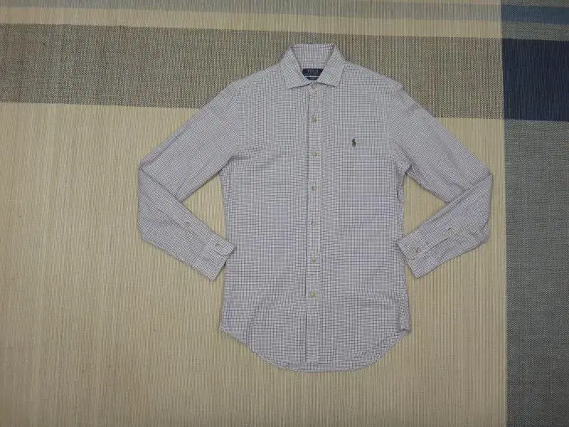 (S/90) Polo Ralph Lauren Long-Sleeved Cotton Shirt with Slim Fit