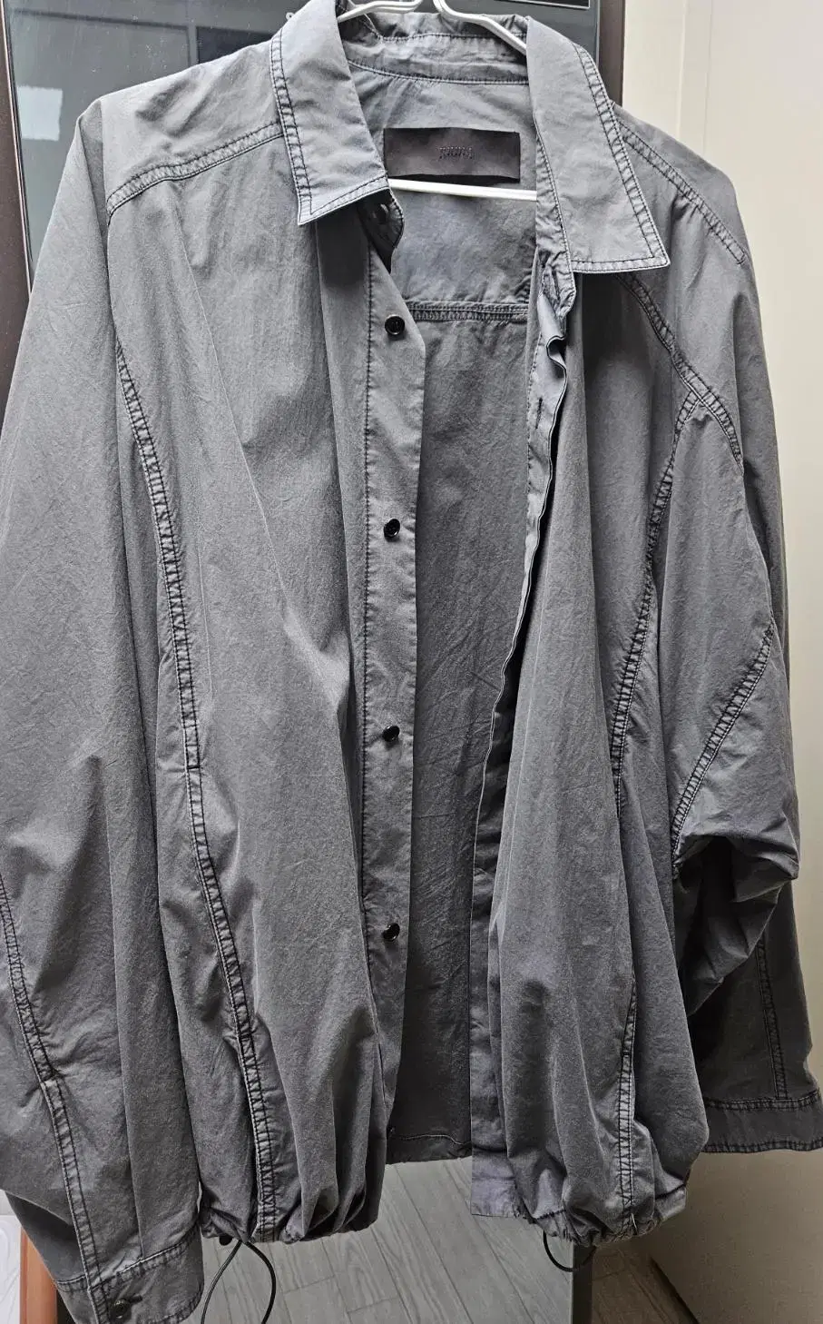 Junji / 21SS Ash gray string shirt / 48